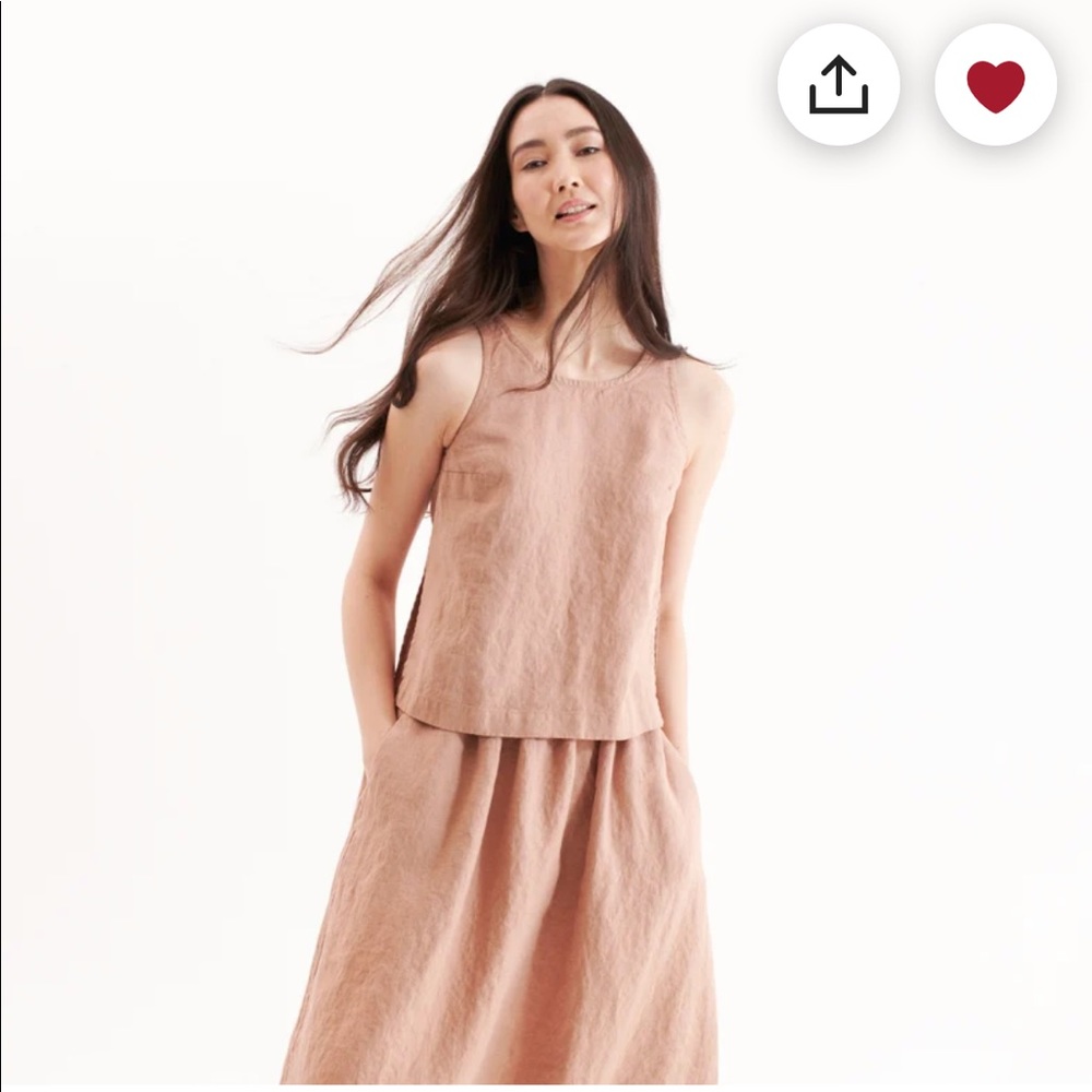 Not Perfect Linen Malmo top in greenish mustard. XS.